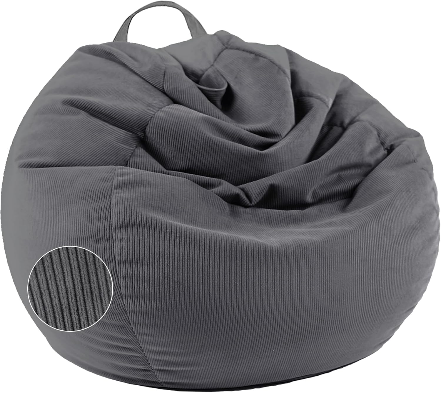 LPMOERA Stuffed Animal Storage Bean Bag Chair Cover (No Filler) For Kids and Adults.Pets Dogs/Cats Lazy Beds.Soft Premium Corduroy Stuffable Bean Bag For Organizing Children Plush Toys or Memory Foam S For Kids Dark Grey(cover Only) - Image 1 of 8