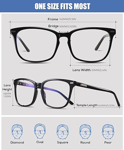 Miniatura 2 de DUCO Gafas retro cuadradas de luz azul para hombres, gafas de bloqueo de rayos azules, gafas de juegos de computadora, lentes de nailon, marco de