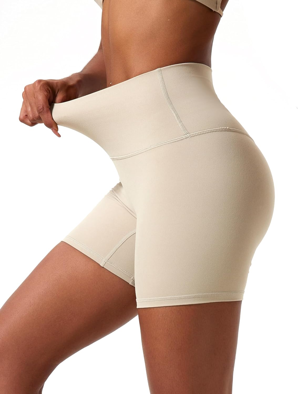 voenxe High Waisted Biker Shorts Women,6" Tummy Control Workout Gym Soft Shorts for Yoga Running,Spandex No Front Seam,2 Pack - Image 8