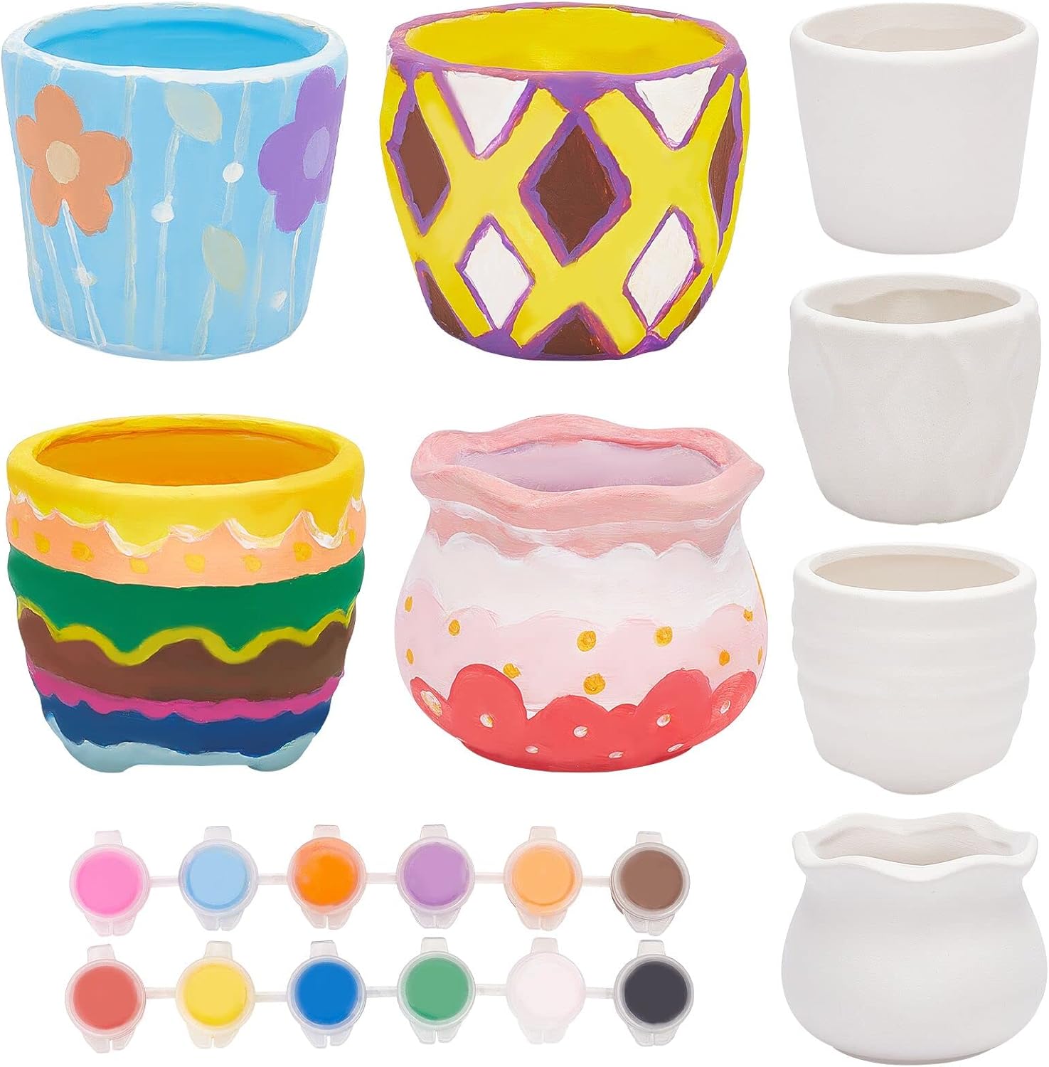 WEBEEDY 4 Sets Ceramic Paint Kit Ceramic Succulent Planters