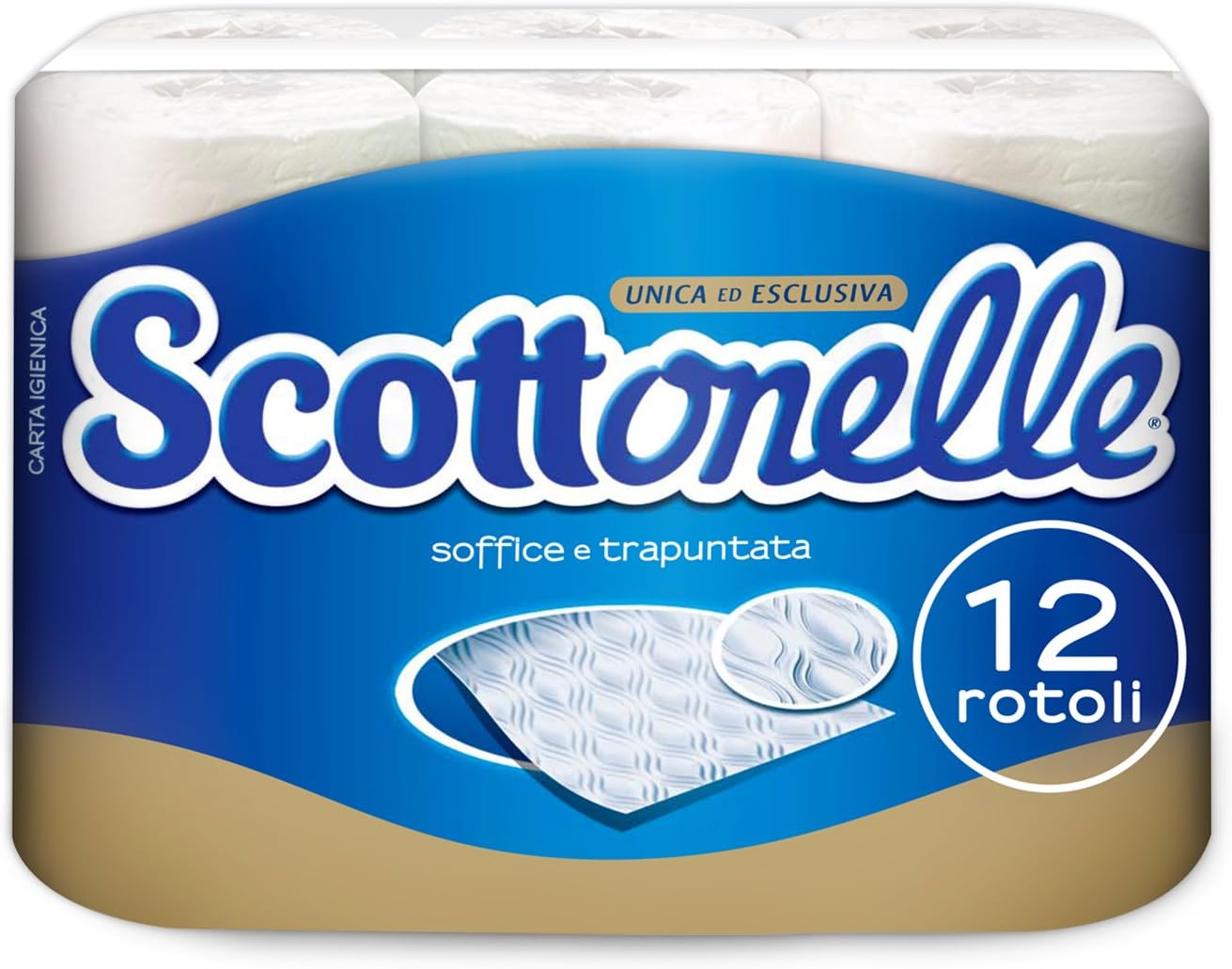 Scottonelle Soft and Quilted Toilet Paper - Pack of 12 Rolls