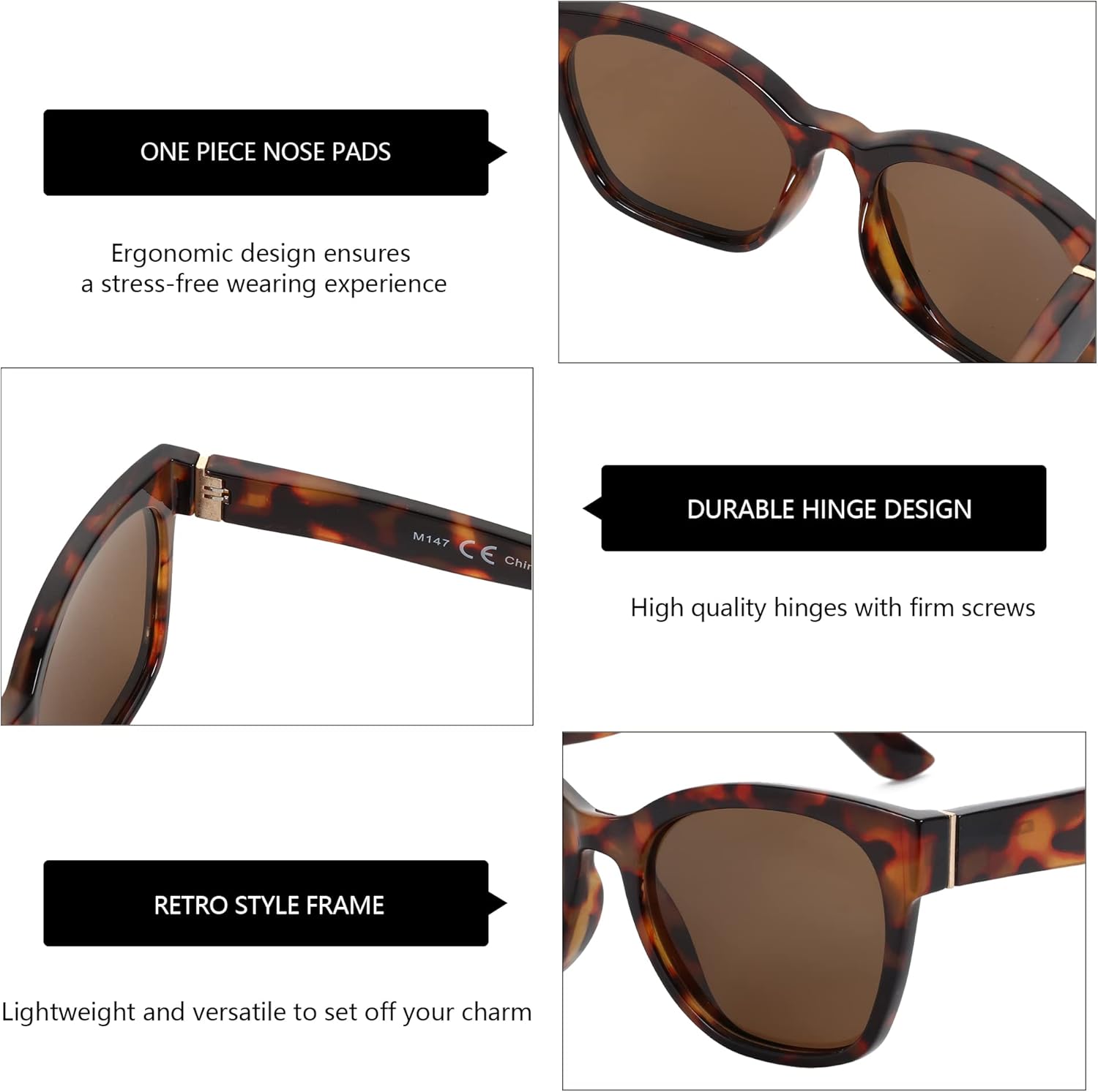 ZENOTTIC Cateye Polarized Sunglasses for Women - Oversized Sun Glasses UV400 Protection Retro Shades Designer Style - Image 4