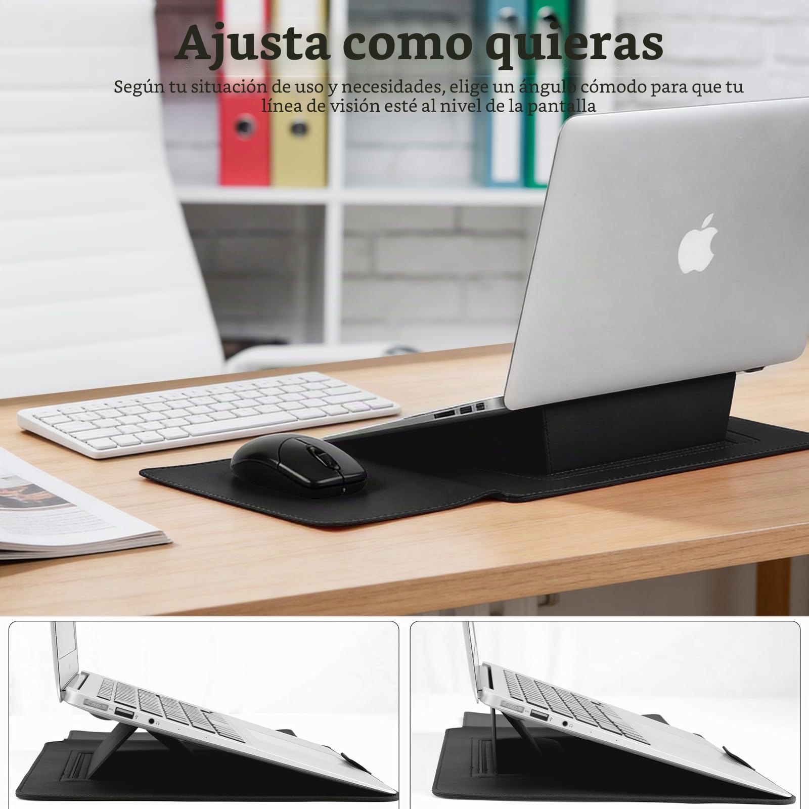 HaruYo 15-16" Funda para Ordenador portátil con Soporte Fuente para Ordenador portátil, de Piel sintética para MacBook Air/MacBook Pro/Surface DELL Lenovo HP ASUS Acer PC (15-16 Pulgadas | Negro)