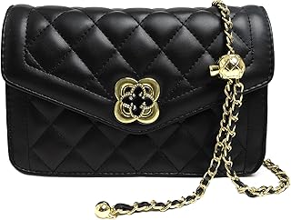 ZWI-player Quilted Leather Crossbody Bags for Women Trendy Ladies Shoulder Purse Satchel HandBag with Chain Strap