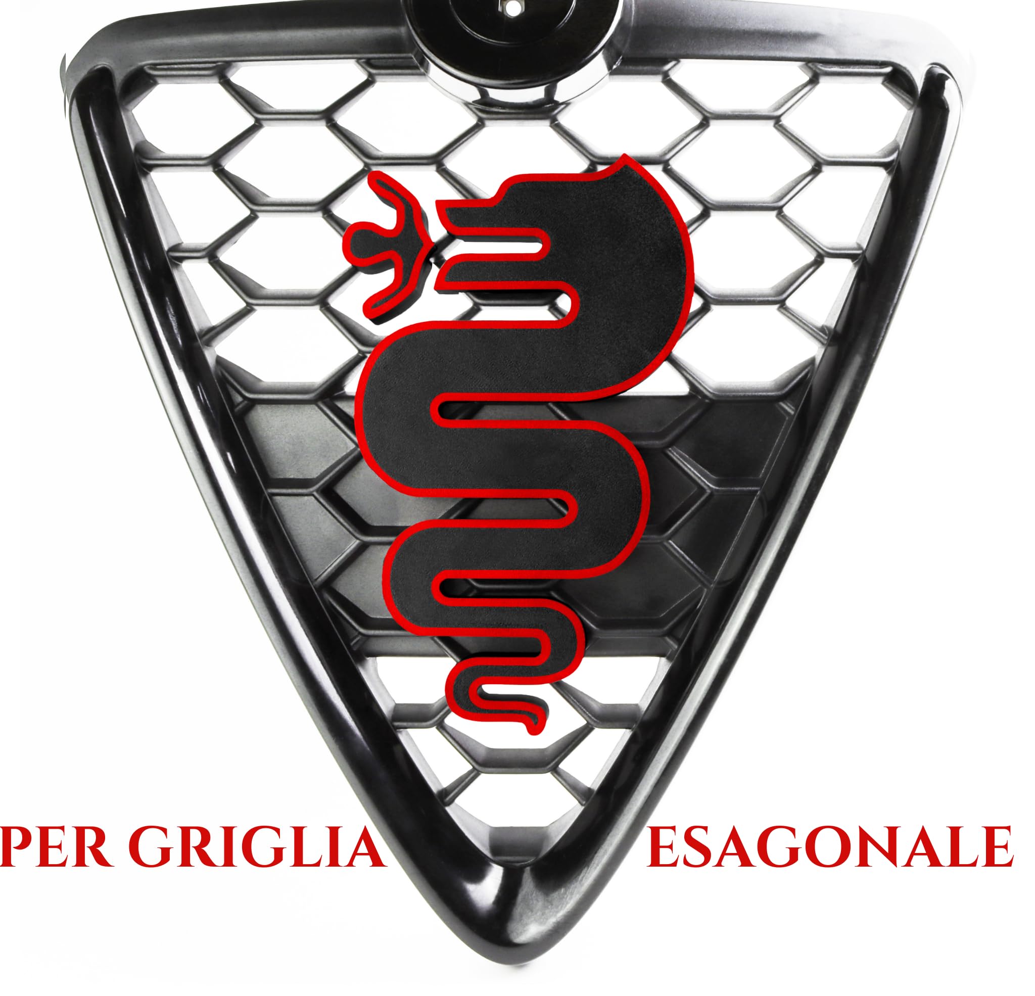 Accessoires Logo Grille pour Alfa Romeo Giulietta, Design Serpent Tuning Giulietta restyling 2016 (Noir)