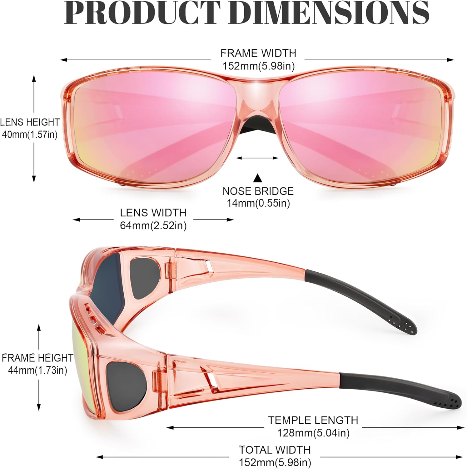 Polarized Sunglasses Fit Over Glasses for Women & Men, Wrap Around Summer Shades UV400 Protection - Image 4