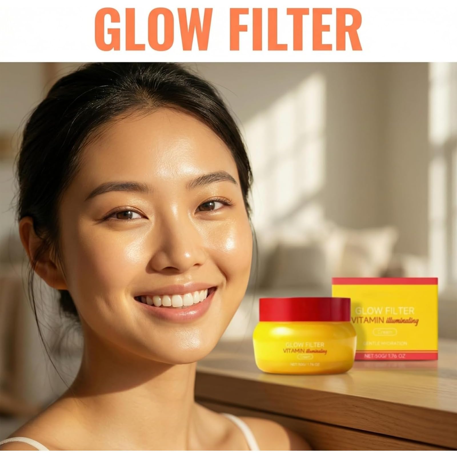Krem do twarzy z filtrem witaminy Glow, rozjaśniający krem nawilżający dla promiennej skóry, lekki krem nawilżający dla bladej, nierównej cery, zapewnia promienne wykończenie (3 szt.)