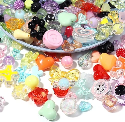 Vista 5 de 170210 piezas de cuentas bonitas surtidas para hacer joyas, cuentas acrílicas kawaii estéticas para hacer pulseras, cuentas de flor y mariposa a