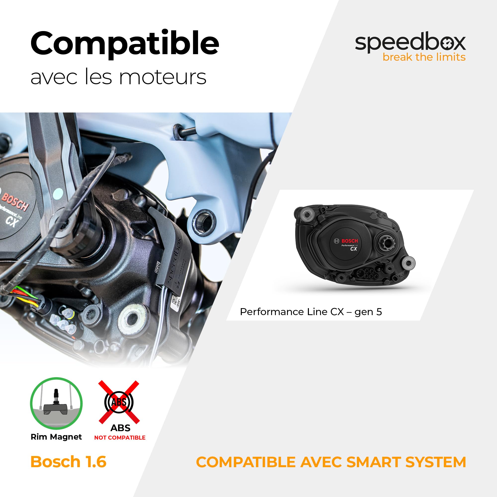 SpeedBox 1.6 Bluetooth Module de Performance E-Bike, Bosch | Vitesse d'assistance réglable, SpeedBox Connect, Bosch Performance Line CX Gen5 avec aimant de jante, Smart System
