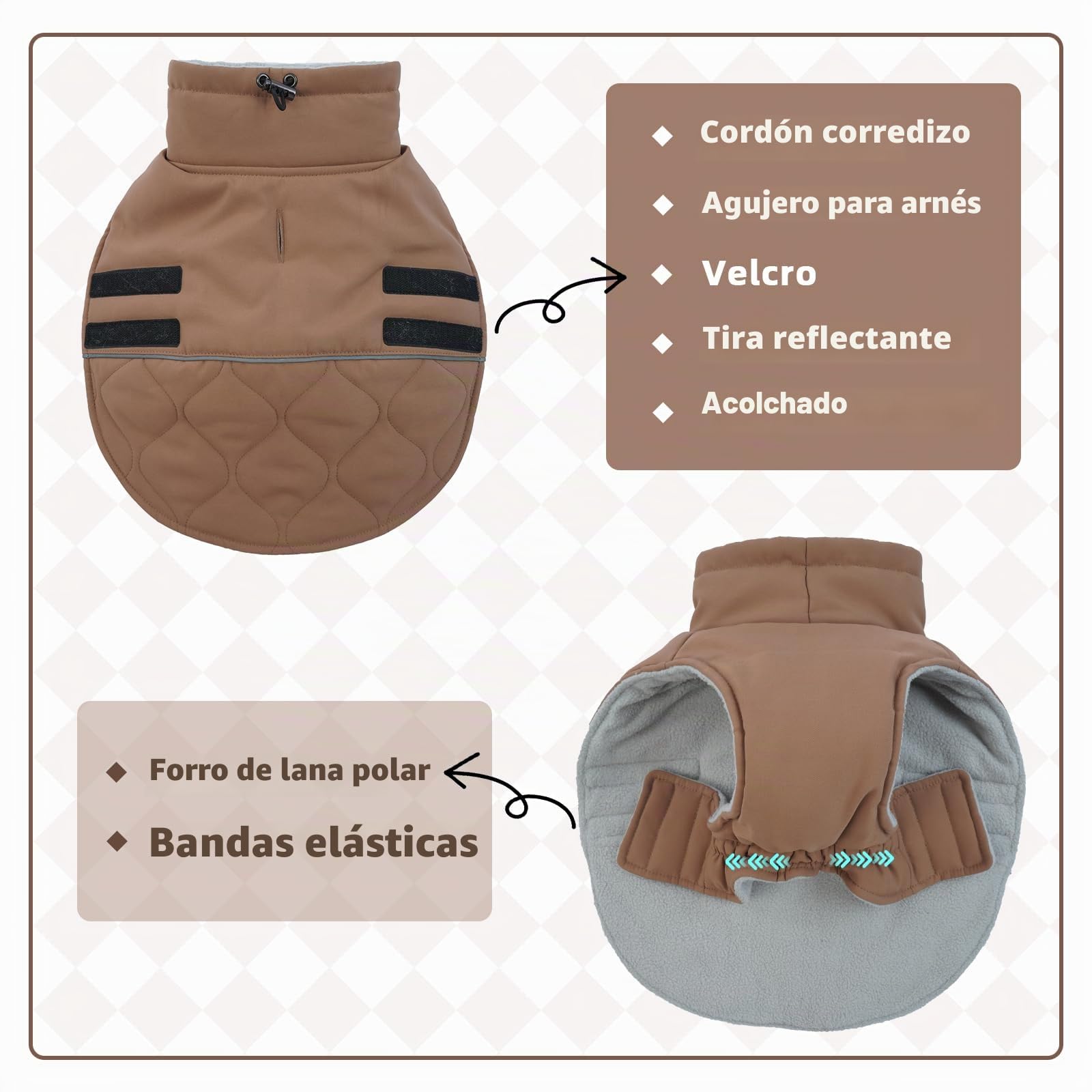 Abrigo Perro Grande - Chaqueta Invierno Chaleco de Algodón Acolchado Ropa Perro Grande, Resistente al Agua Abrigo Impermeable Labrador, Marrón XXL