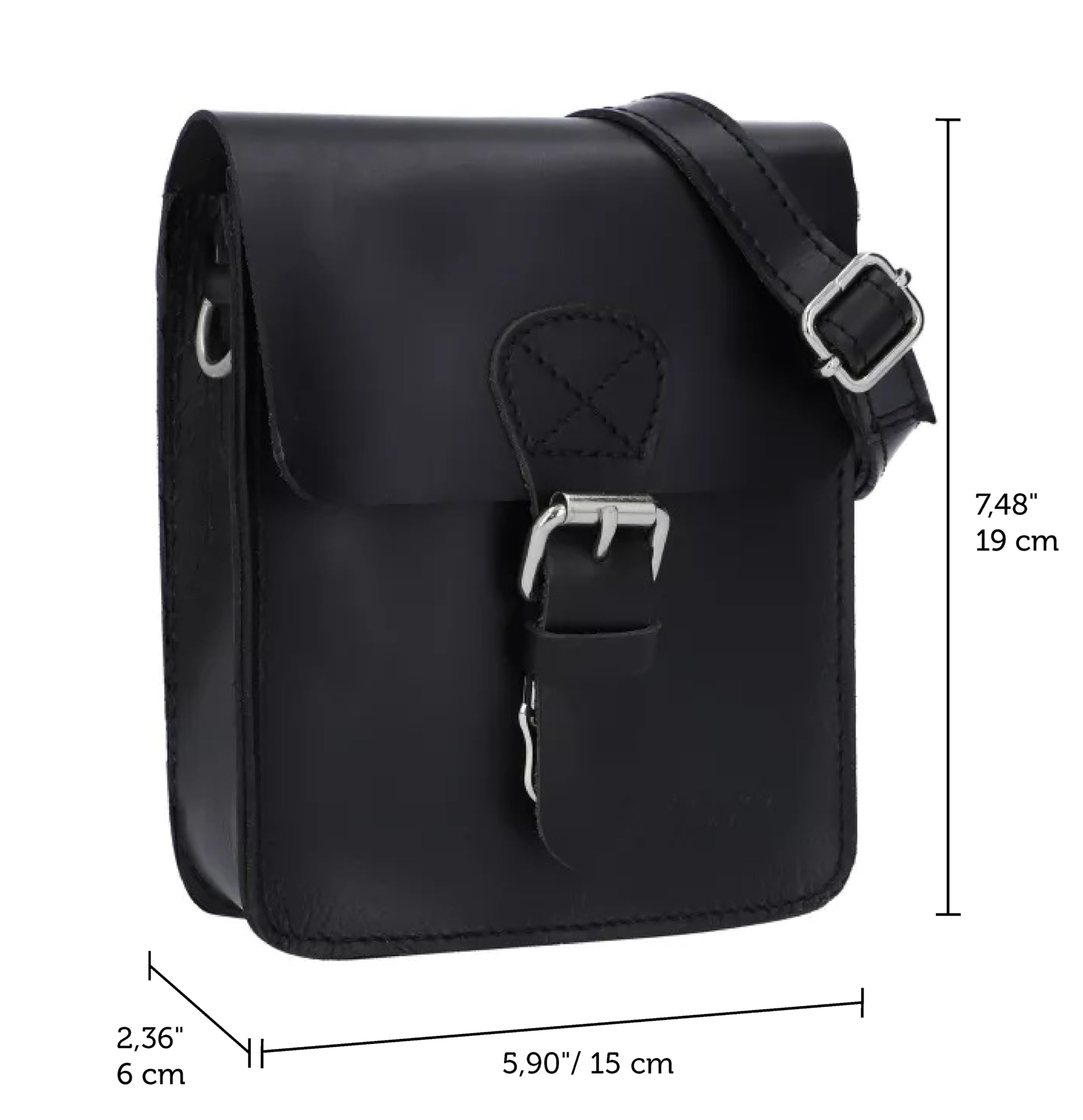 Gusti Sacoche Guidon Cuir - Cadel E. Sacoche de vélo Sac à bandoulière de Ceinture Vintage Cuir Noir