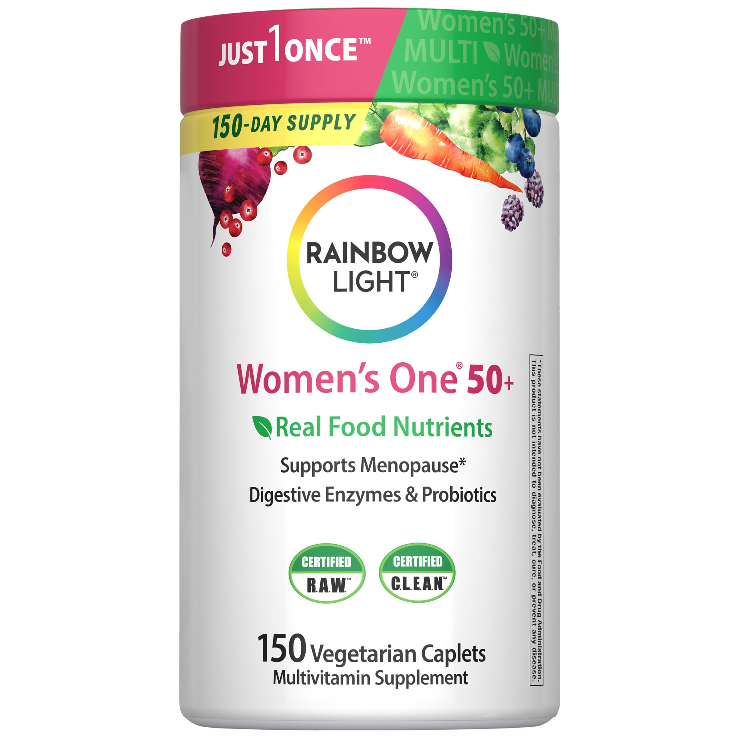 Rainbow Light Womens One + Multivitamin 50 Plus | 150 Caplets 150 Count (Pack of 1)