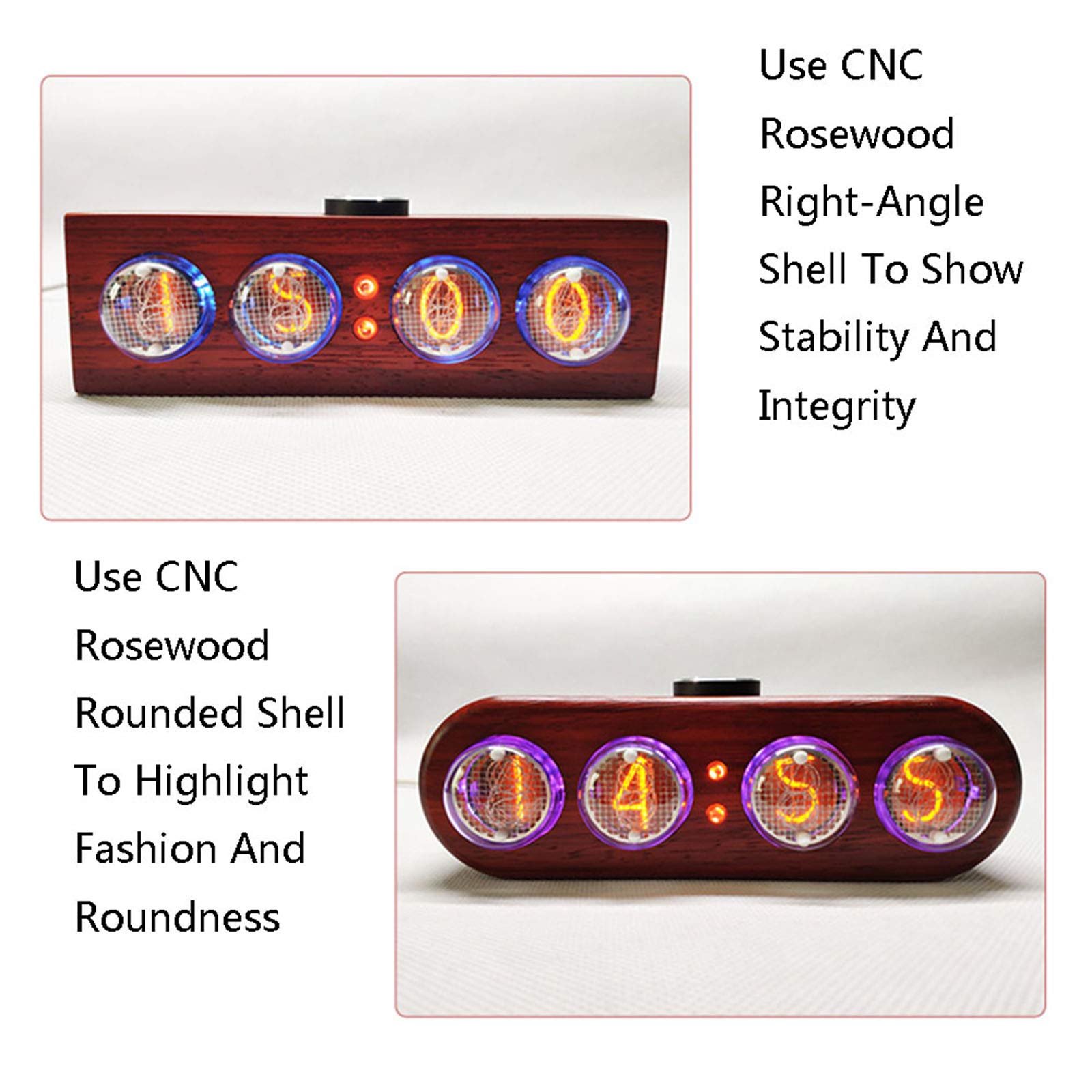 Cadeaux personnalisés, Horloge LED Bluetooth App Control, Nixie Tube Clock Adjust Volume, Nixie Tube Clock Time System Infrared Control, Filet