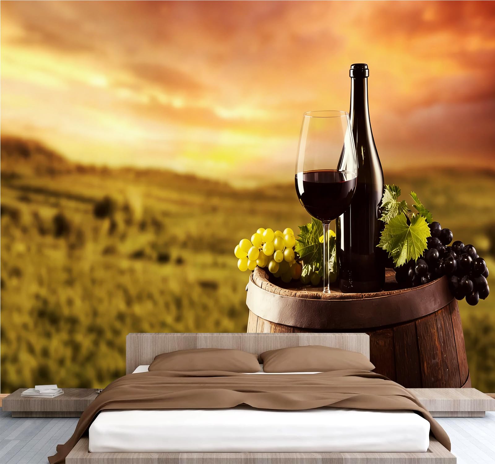 Carta da parati effetto 3D Vino 350 x 256 cm Murale Non Tessuto Tramonto In Campagna Fotomurale Stampa HD Moderna Poster Per Soggiorno E Camera Da Letto Design 1M4011