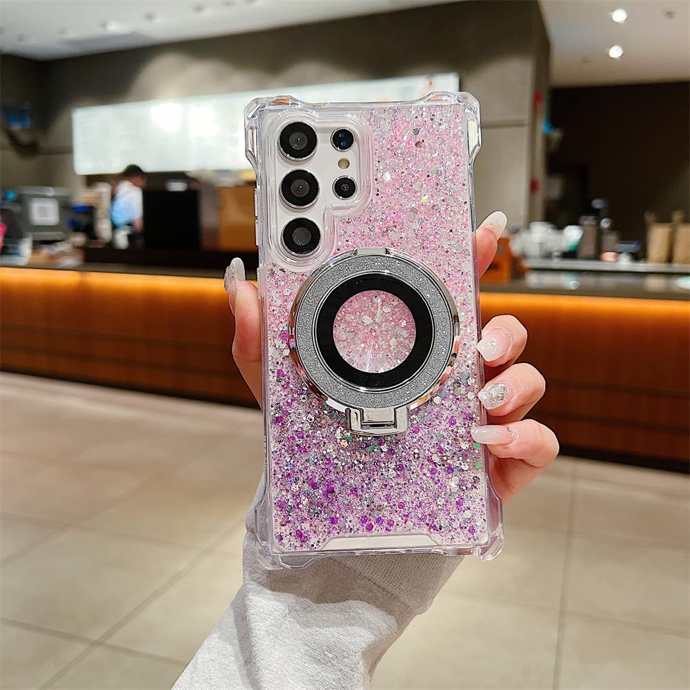 Coque anneau violet pour Samsung A55 avec support magnétique