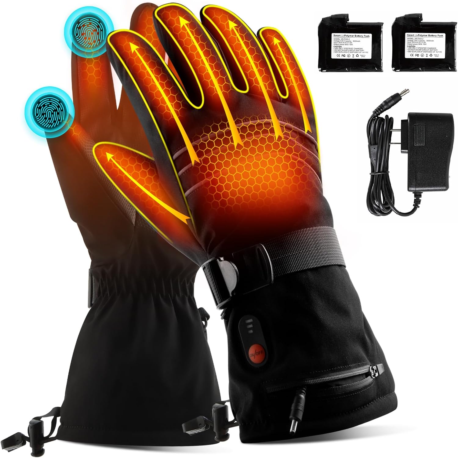 ABXMAS Heated Gloves for Men Women,7.4V 6400 mAh Electric Battery