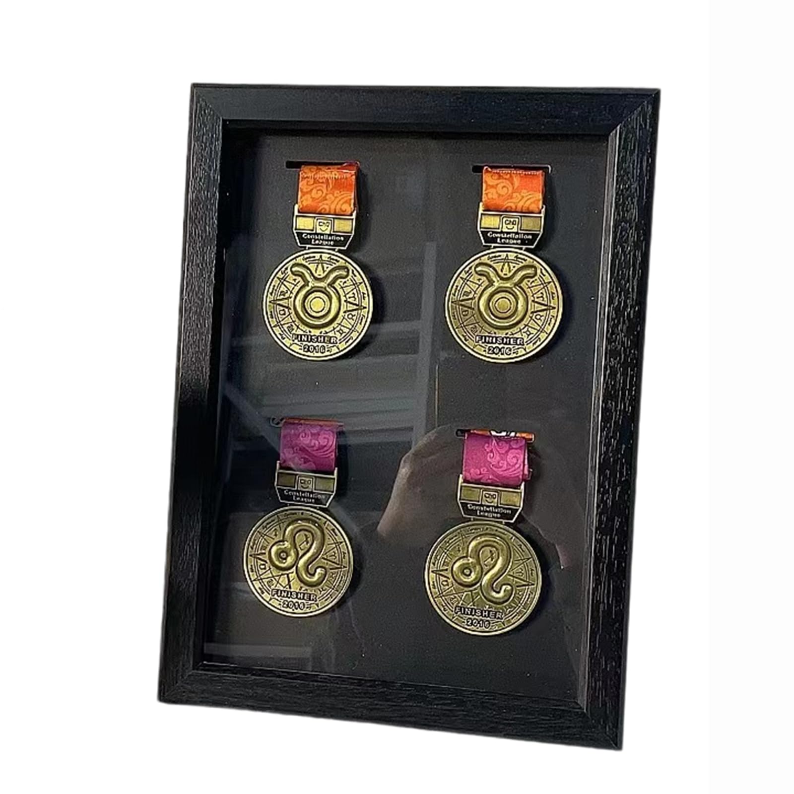 ETUELNOPT Medal Storage Box for Runners, Medal Display Case Black Multiple Sizes for Sports Awards(A4 (4 medals))