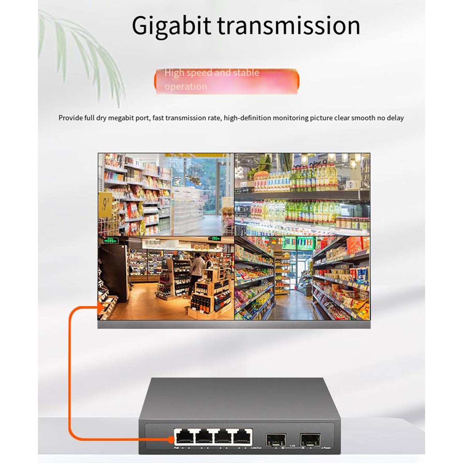 Switch di rete in fibra ottica Gigabit a 4 porte Switch Ethernet di livello industriale Splitter di rete ad alta efficienza 3KV