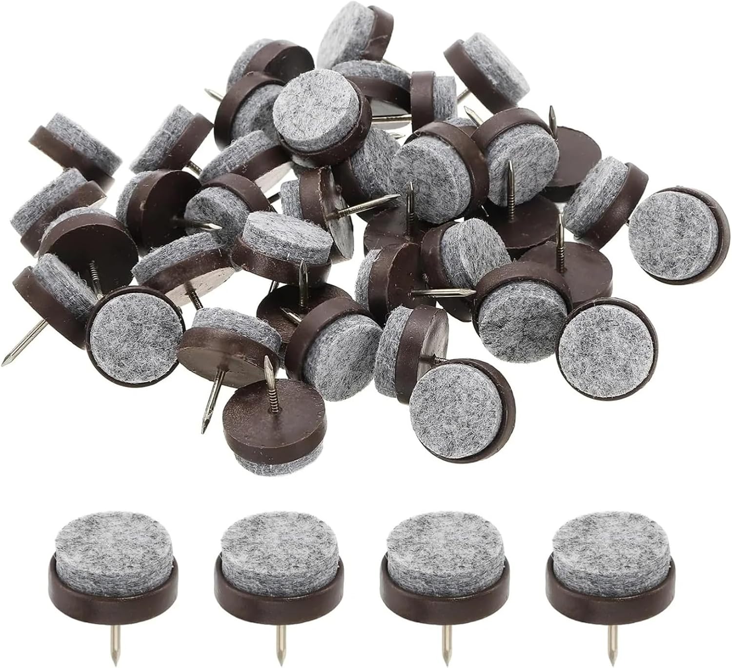 Chair Leg Floor Protectors Nail-on Felt Pads, 100 Pcs Round Furniture Sliders Heavy Duty Floor Protectors for Wooden Chair Sofa Table Leg Feet(14mm)
