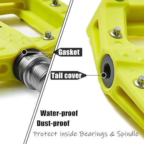 Miniatura 4 de BOWOD Pedales compuestos de nailon sin clipless, pedales MTB con plataforma plana ligera, pedales de bicicleta de montaña anchos antideslizantes con