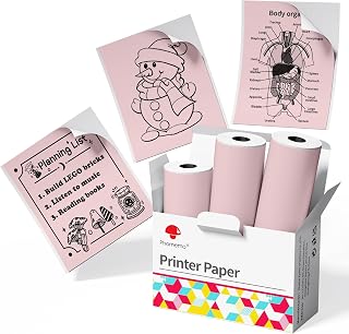 Phomemo Pink Self-Adhesive Thermal Paper 50mm x 3.5m, 3-Rolls | Printable Sticker Paper for Phomemo T02/T02Pro/Q02E/M02X/Y02C/Q02 Mini Sticker Printer, Diameter 28mm, Image Time 20 Years