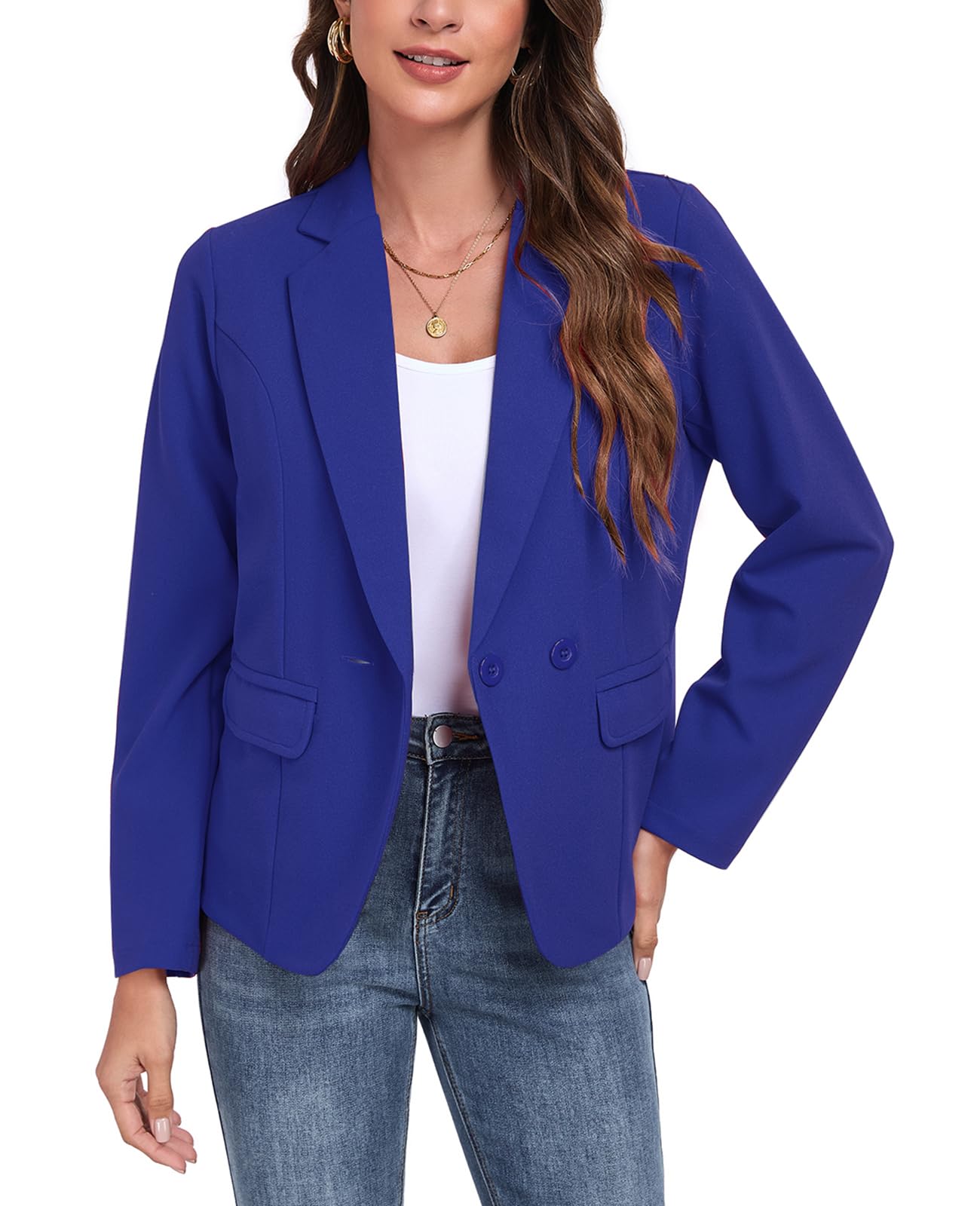 Womens Blazers Casual Long Sleeve Lapel Button Work Office Blazer Jackets with Pockets 2025 S-2XL