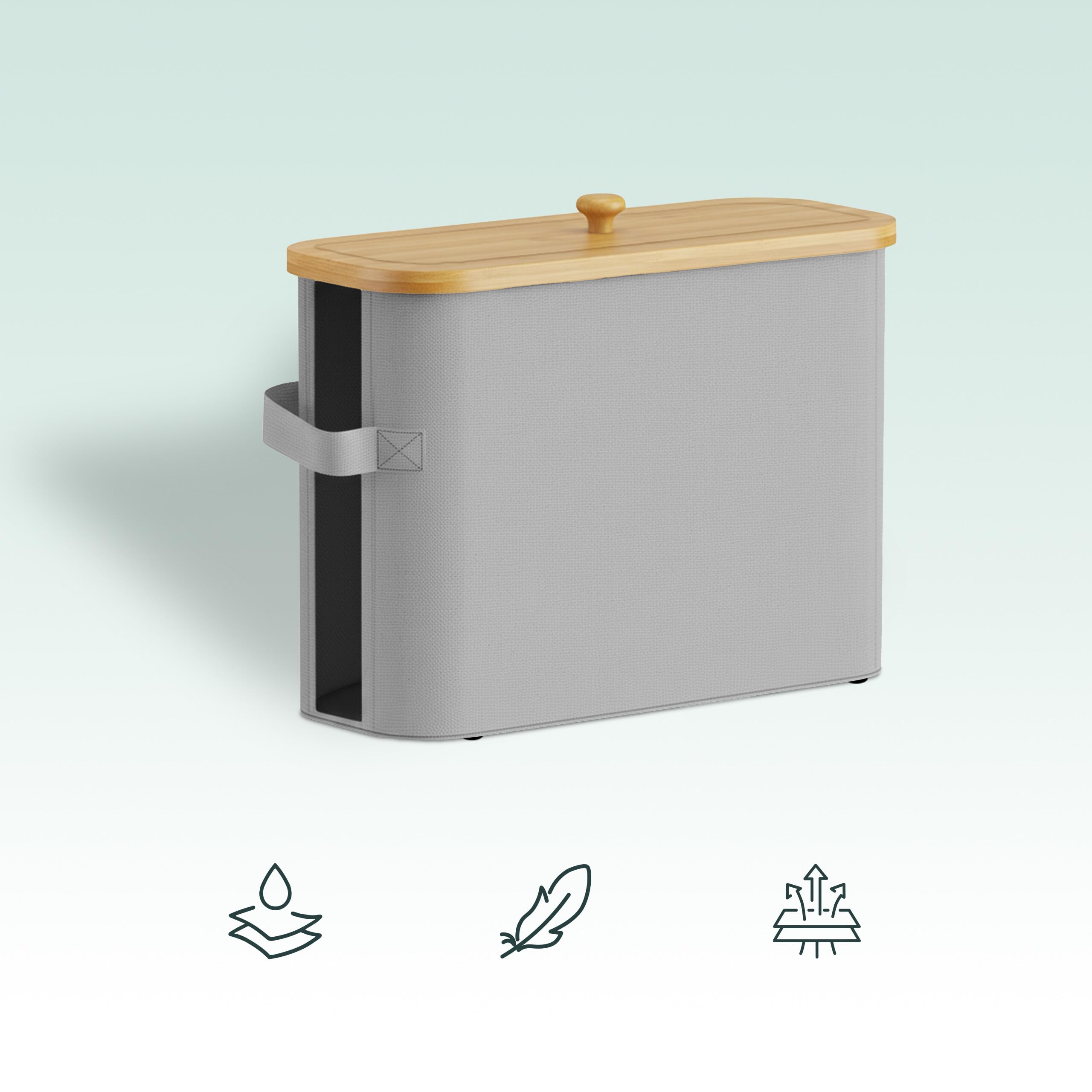 Portarotoli Relaxdays, 12 Rotoli, HxLxP: 33 x 45 x 16 cm, Tessuto, bambù, portacarta igienica, riserva, Grigio