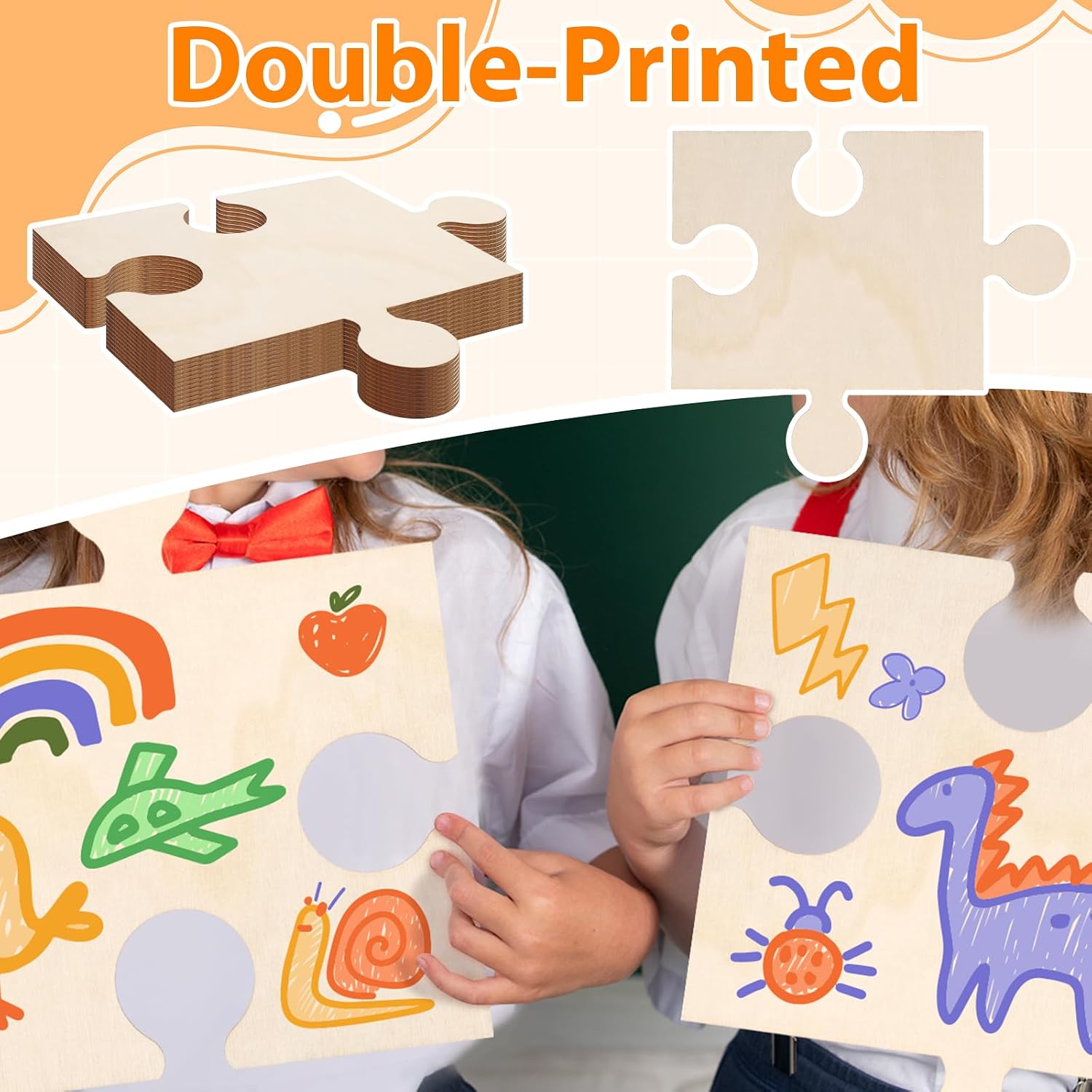 36 Piece 9 x 6 Jumbo Size Wooden Blank Puzzles to Draw on image 5