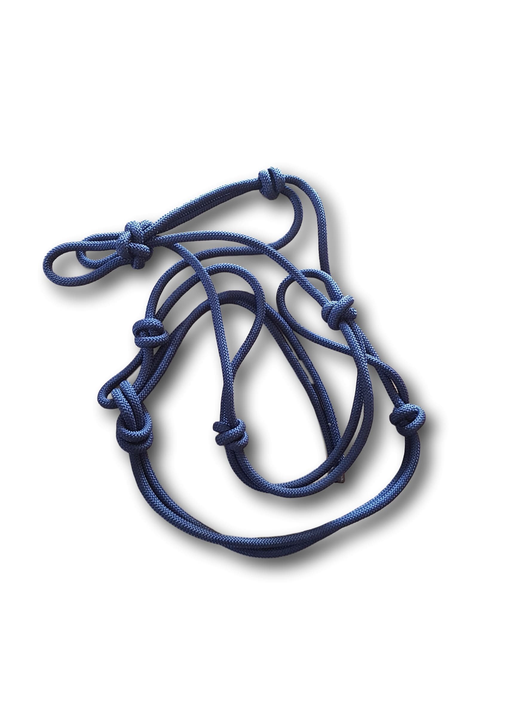 Pferdelinis Cabestro de Nudos para Trabajos en Suelo con Caballos, Ideal para Trabajos al Aire Libre, Gimnasia y Trabajo Manual (Sangre fría, Azul Oscuro)