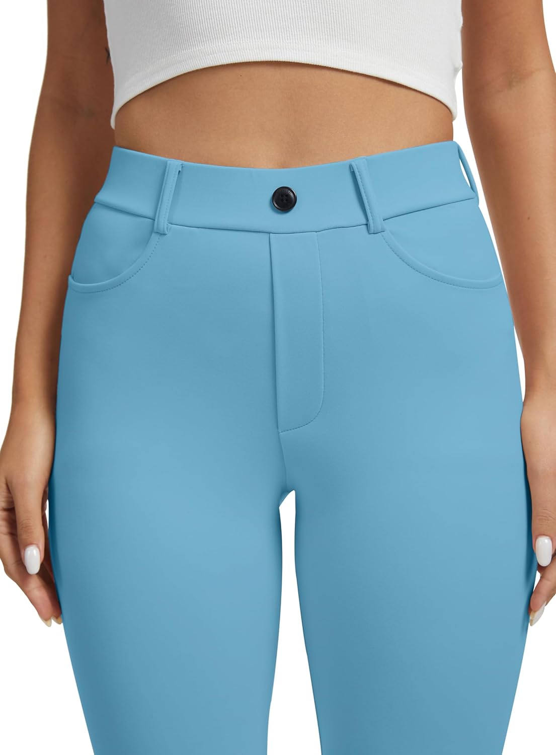 VIMPEP Women’s Stretchy Yoga Dress Pants High Rise Straight Leg with Pockets Casual Petite/Regular 1202