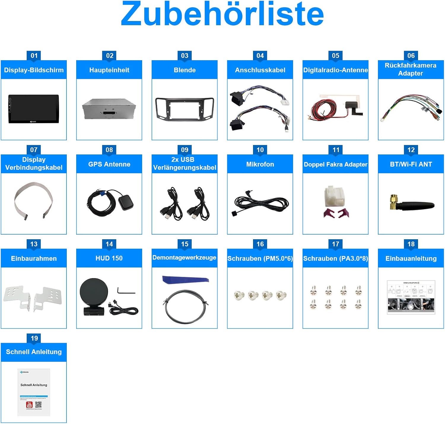 Diagram showing all components included in the DYNAVIN D9-DF56 Premium Flex package.