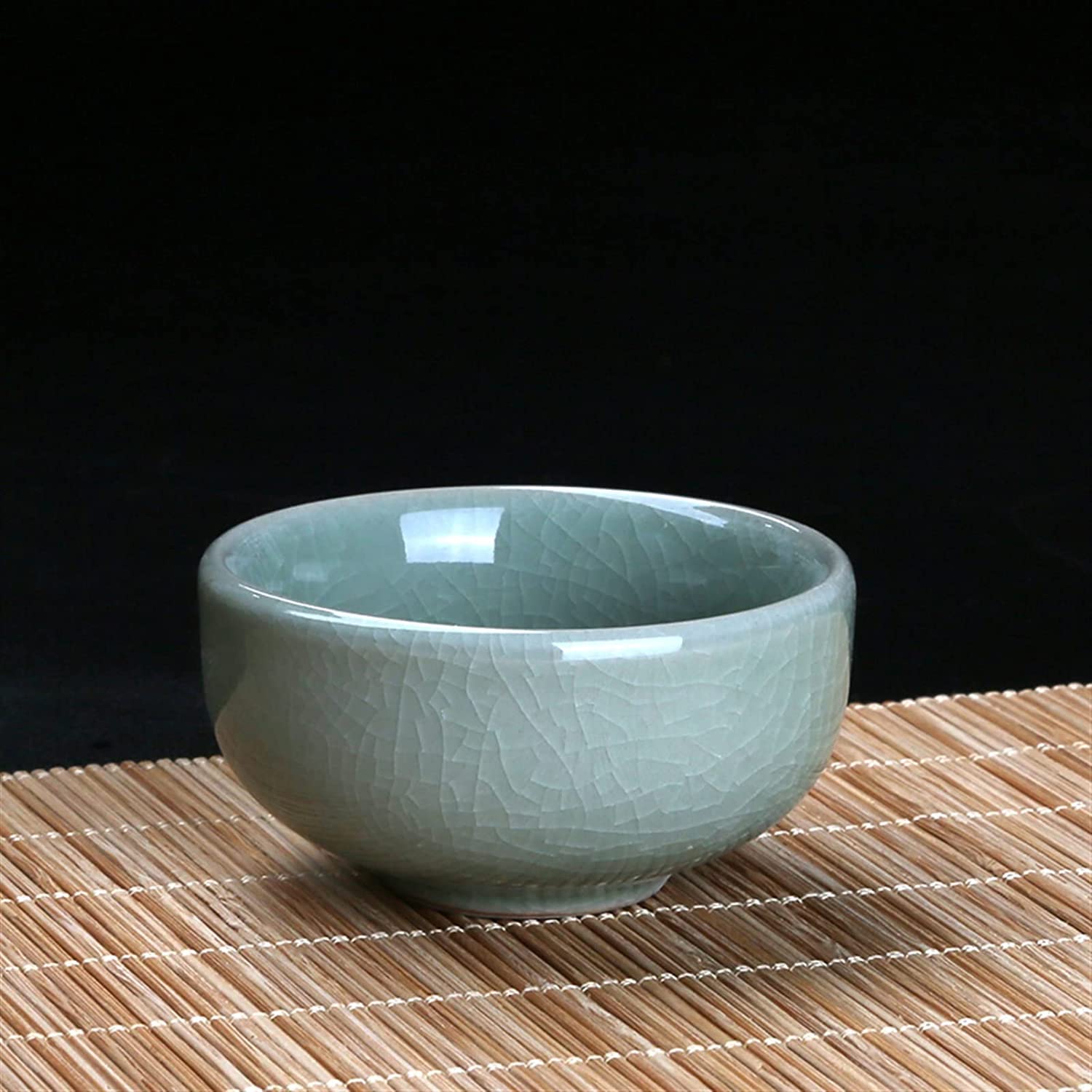 taza de té, Cuencos, lote chino Ru Kiln Crack cerámica taza de té porcelana pequeño tazón hecho a mano juego accesorios maestro individual(O 6.2x3.5cm 40ml)