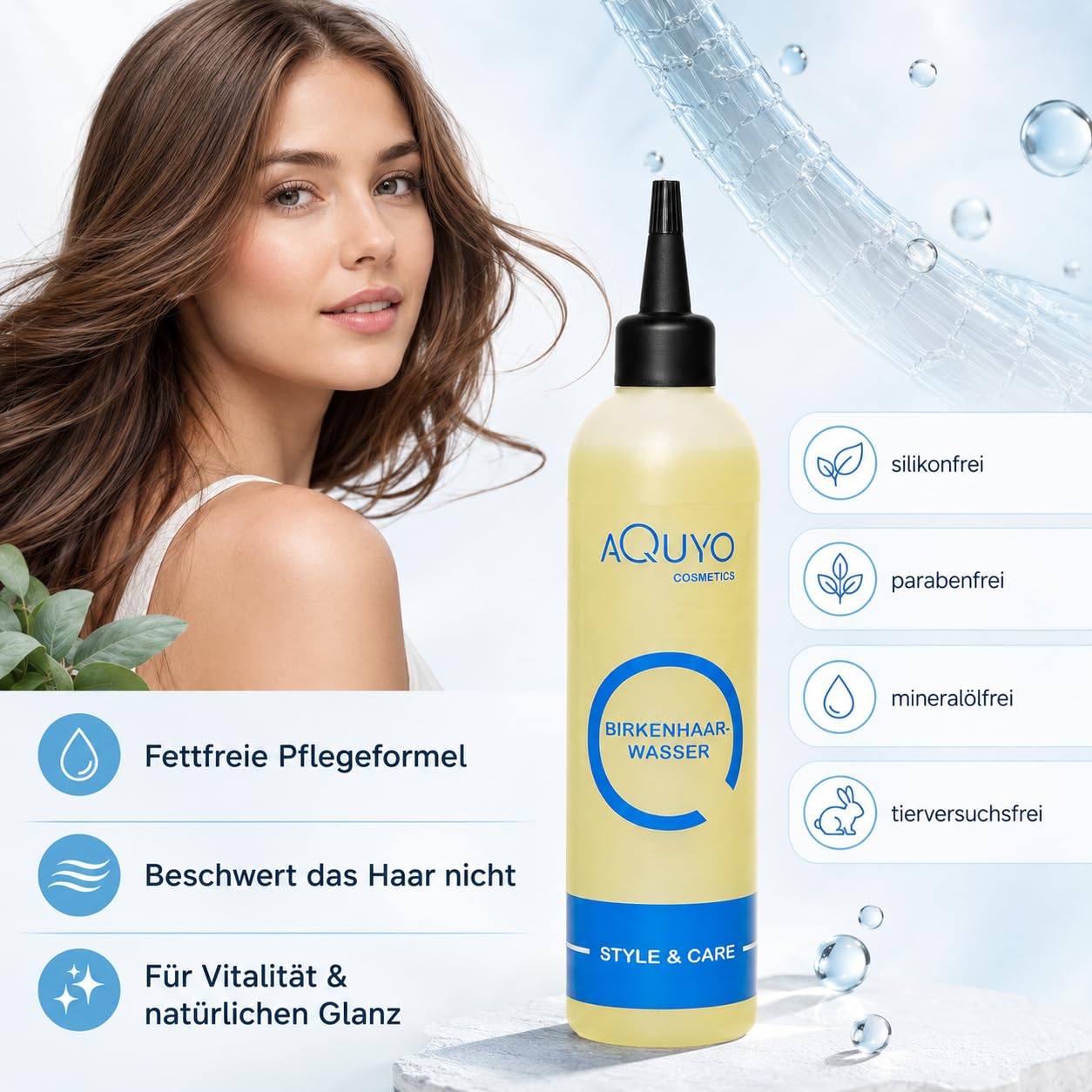 Birkenhaarwasser für trockene Haare und empfindliche Kopfhaut (3er Pack - 3x 200ml) | Birkenwasser gegen Schuppen und fettige Haare | Haarwasser zur Kopfhautpflege