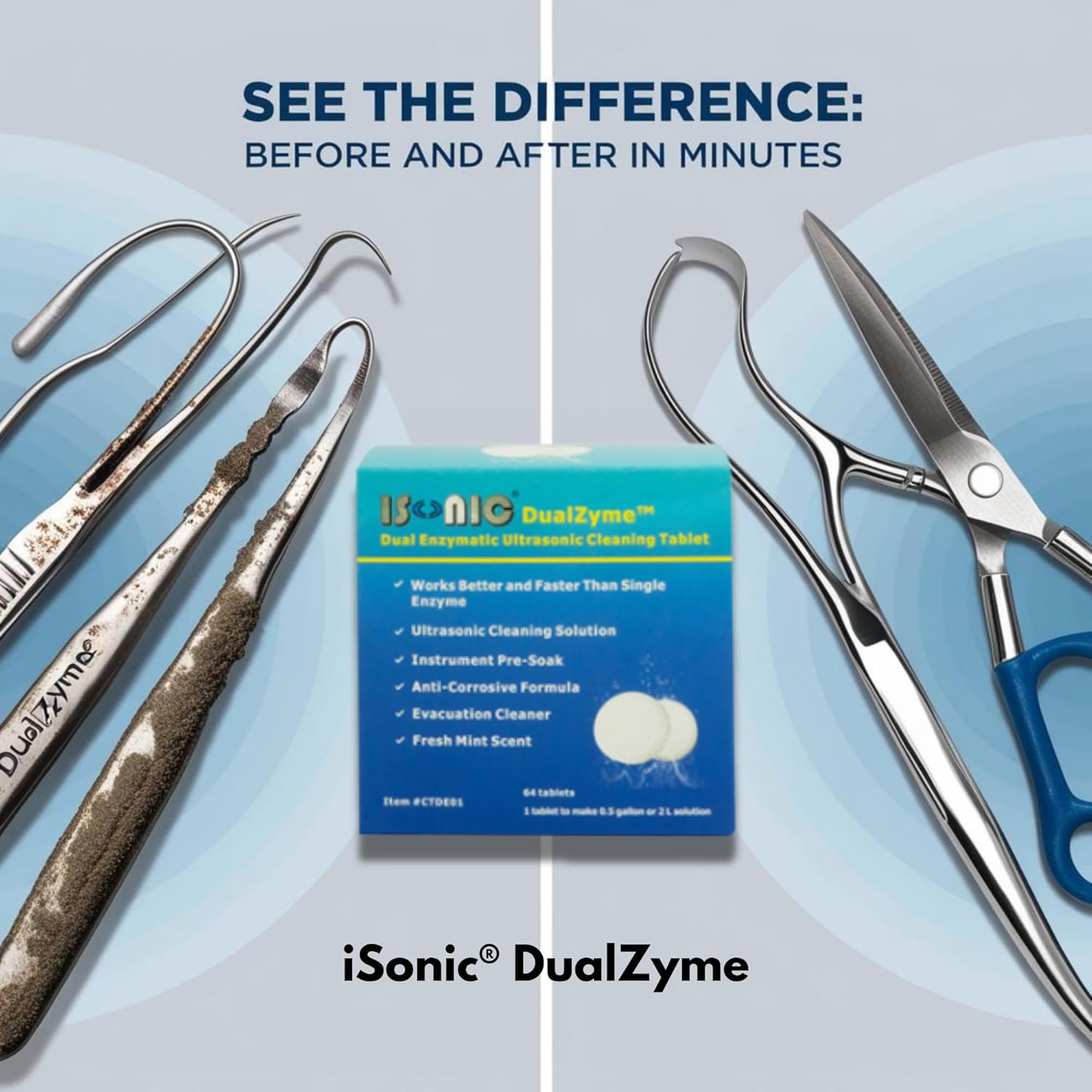 iSonic CTDE01 DualZyme Dual Enzymatic Ultrasonic Cleaning Tablet