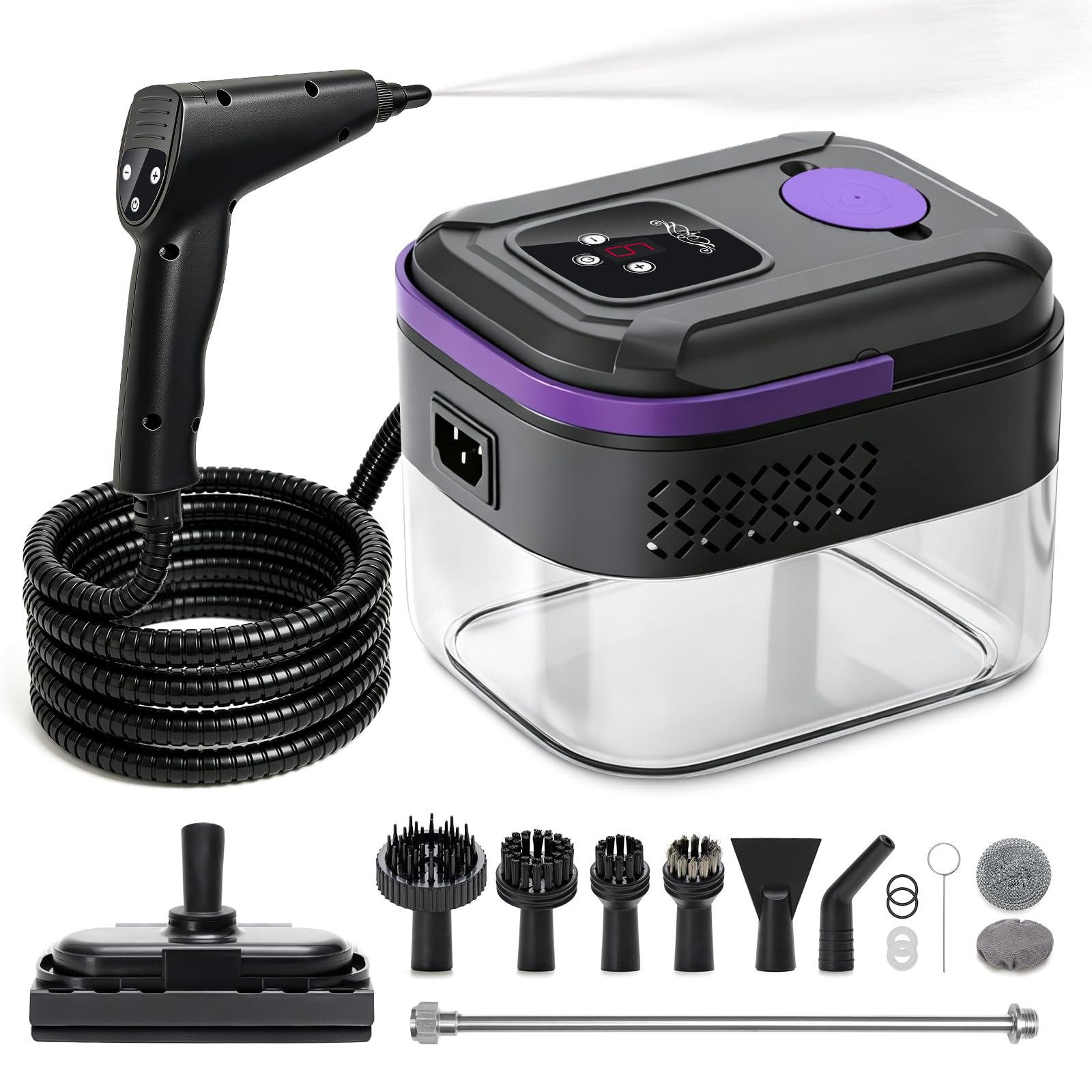 G-STORY Dampfreiniger für Zuhause und Auto – 1700ml großer Tank, 10S schnelles Aufheizen, tragbarer Dampfreiniger, 6 Stufen einstellbar, 16 Zubehörteile für Küche, Bad, Auto, Sofa, Fliesen, Boden
