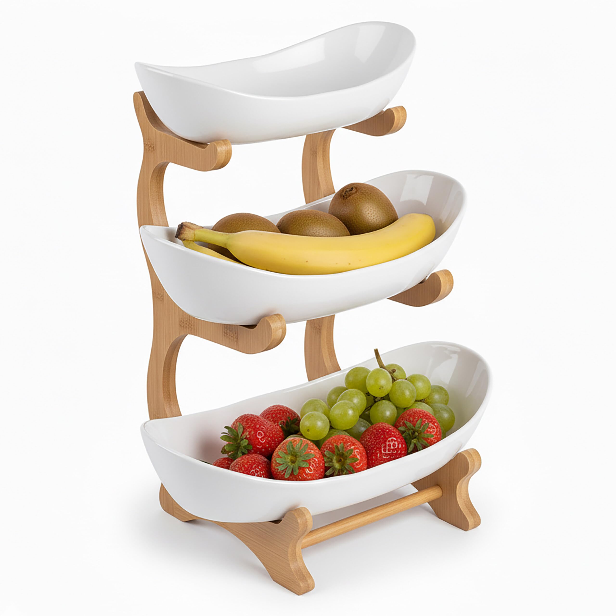 Etagere para frutas Relaxdays de bambú para ahorrar espacio en la cocina