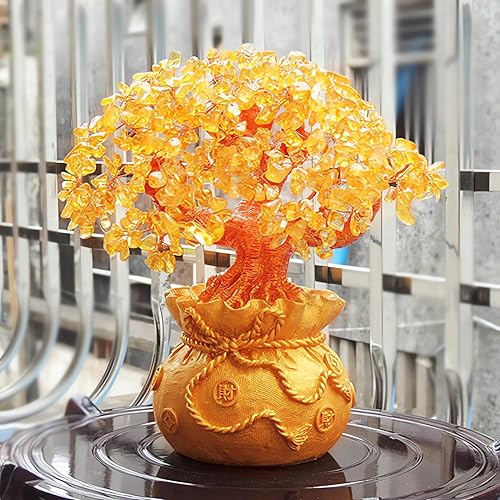 Miniatura 5 de Árbol de la fortuna de cristal para el dinero, Feng Shui, bonsái para la fortuna, árbol de la fortuna chino con monedas de la suerte para decoración