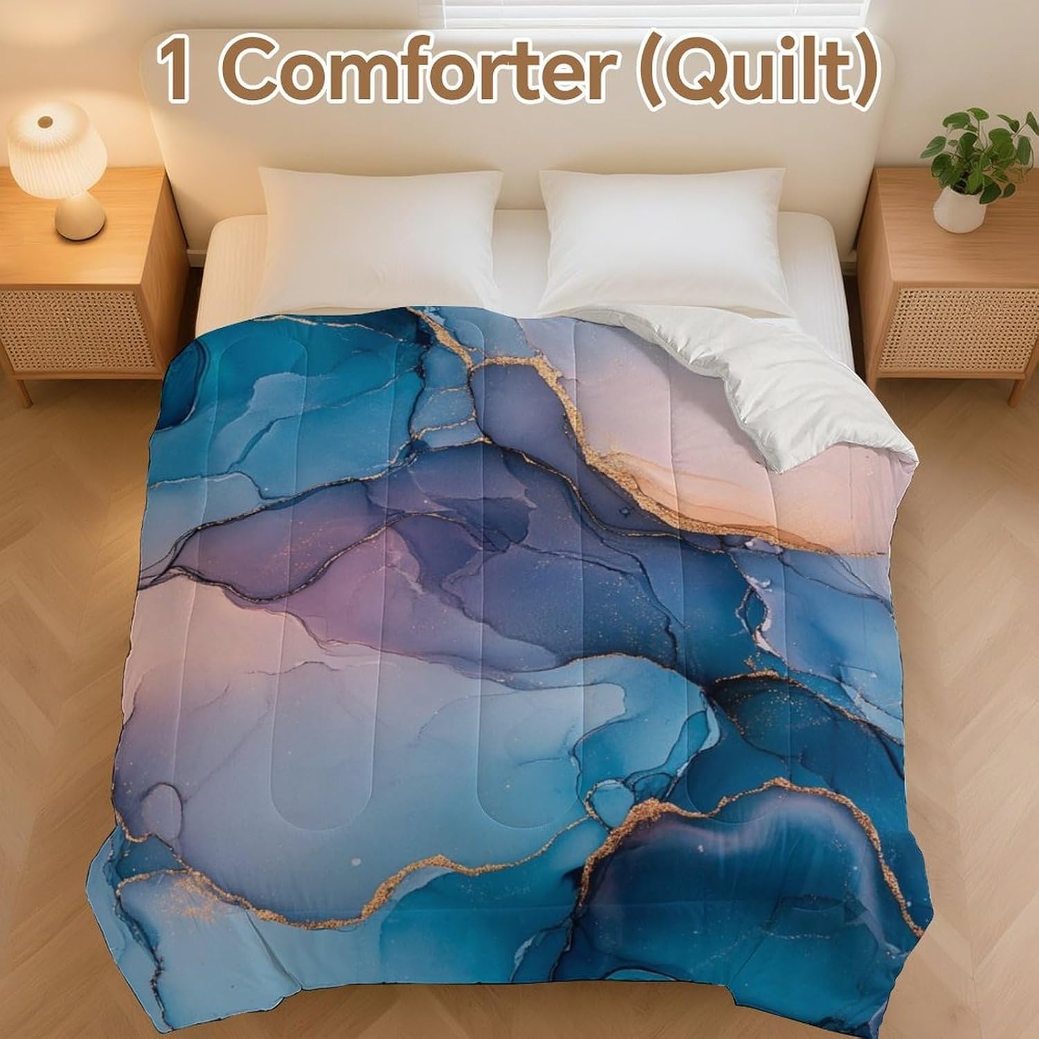 Abstract Marble Texture Comforter Bedding Heavy Bed Blanket Soft Warm Fluffy All Seasons Only Quilt 229x229cm