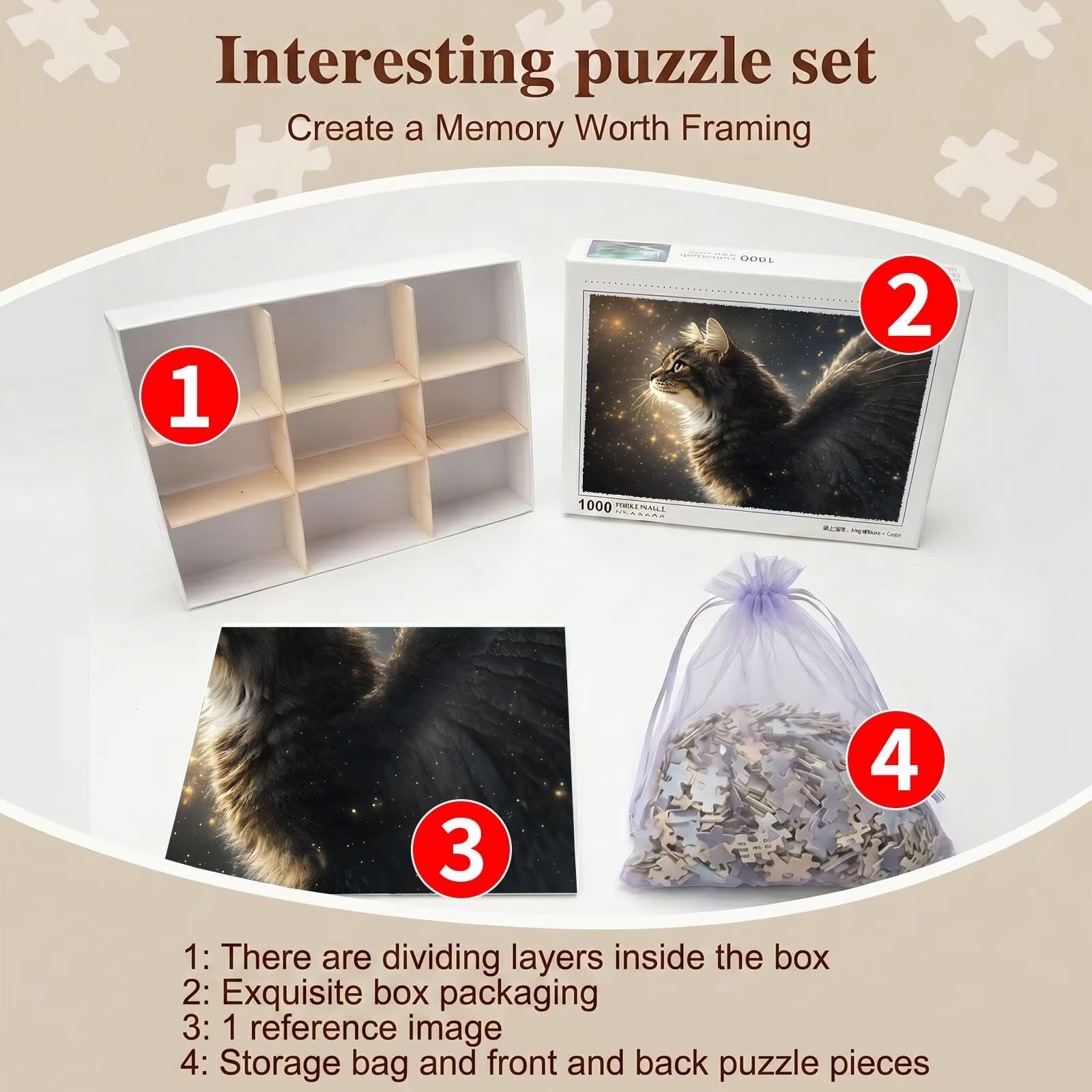 gatto sogno Puzzle 5000 Pezzi per Adulti, Puzzle in Legno - Collezione Classica con Poster Incluso - Sfida di Concentrazione e Passatempo Antistress, Gioco Educativo per Famiglia, 156 x 105 cm f0-694