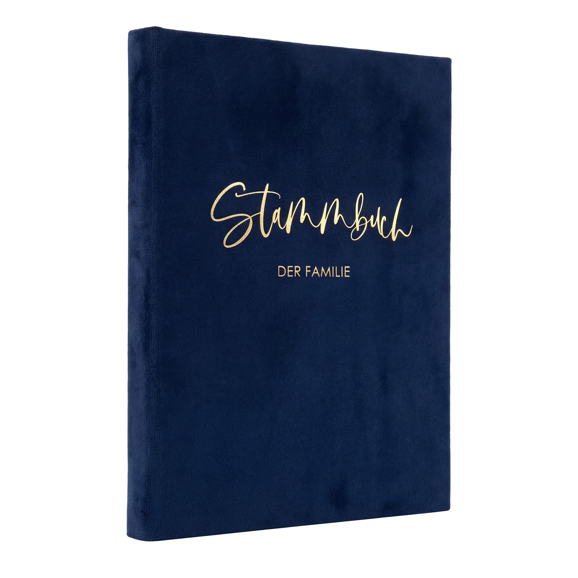 Stammbuch Hochzeit Dunkel-Blau Gold Samt Velour, handgefertigt inkl. vorgedruckten Innenseiten -Standesamt Familiestammbuch (DIN A4)