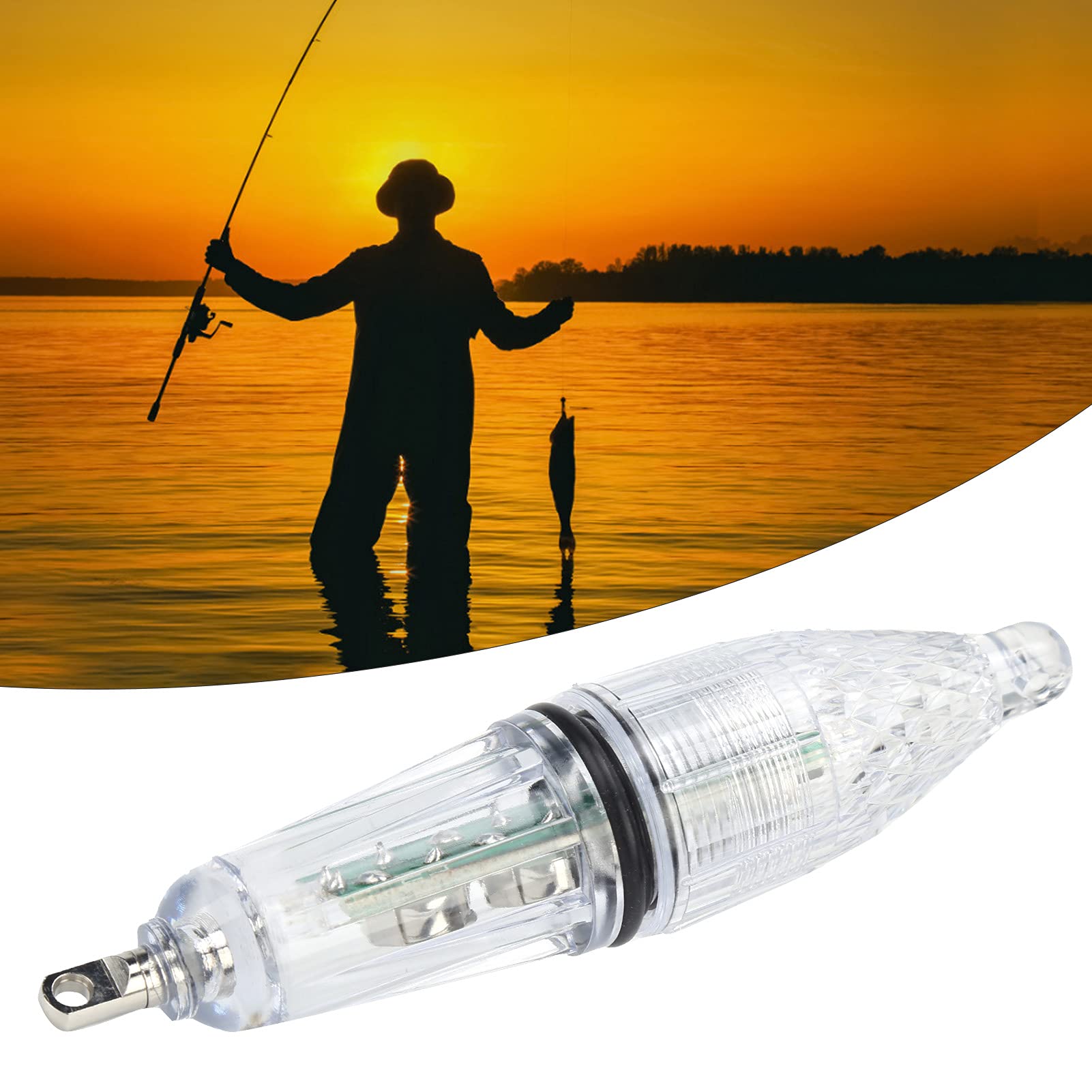 Esca leggera in fibra di pesca, lampada per calamari da pesca impermeabile in silicone per accessorio da pesca all'aperto (luce verde)