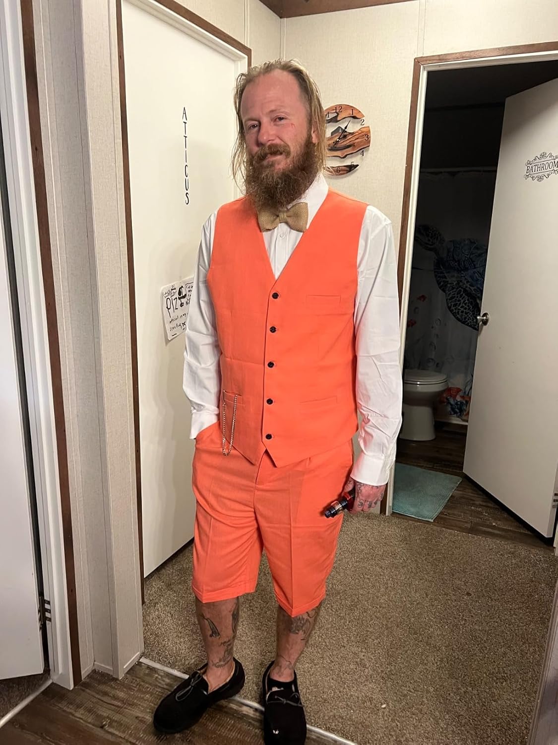 Mens Linen Suit 2 Piece Short Suits for Men Casual Summer Beach Wedding Suit Linen Vest Shorts Set - Image 7