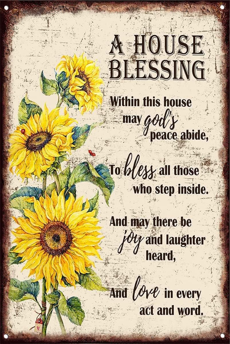 Nuboxx Men's A House Blessing Christian Thanksgiving Decorations Religious Housewarming Wo Decorative Aluminum Sign Wall Sign Bar Restaurant Cafe Bar Sign Decoration 8X12 Inches