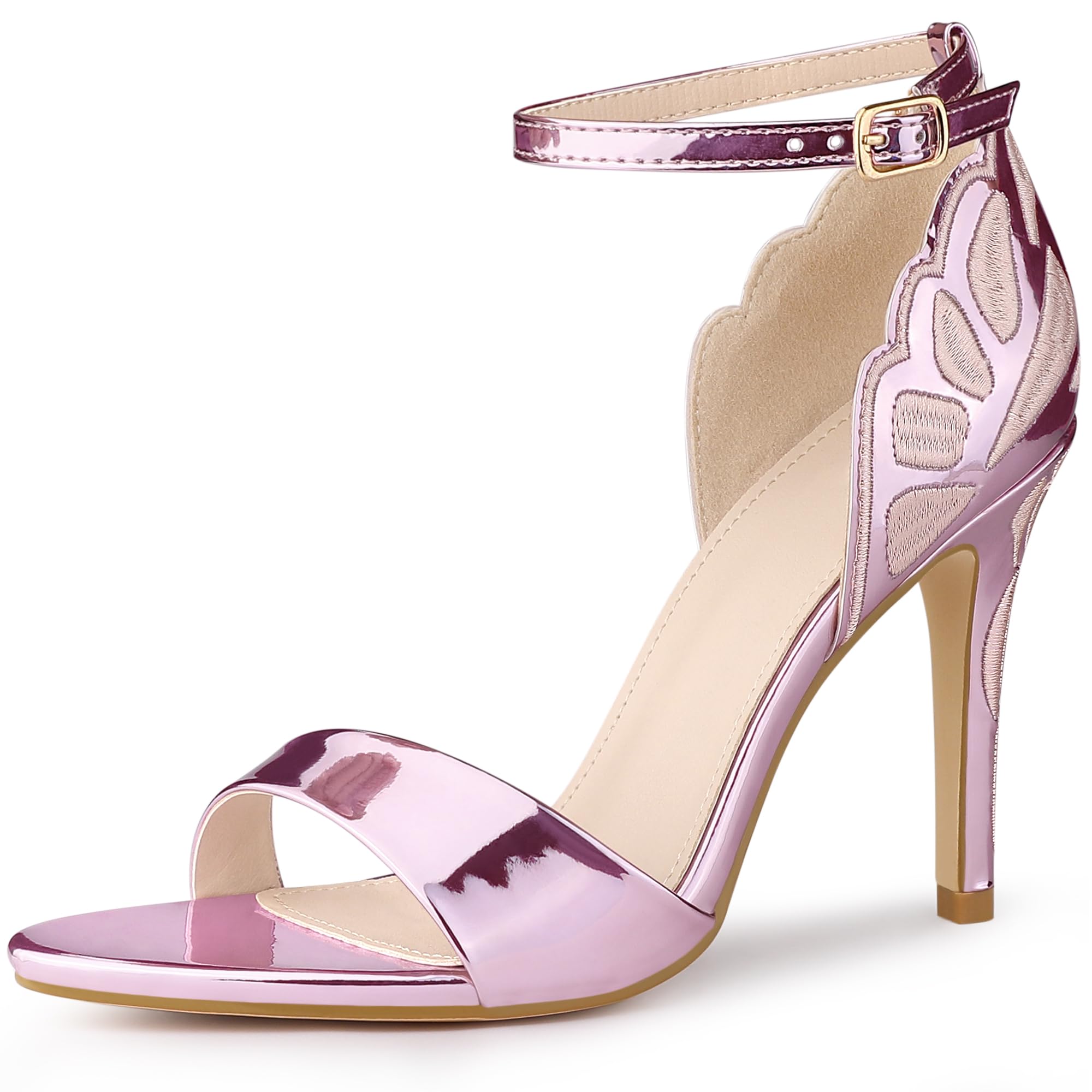 Allegra K Women's Butterfly Heels Metallic Stiletto Heel Sandals