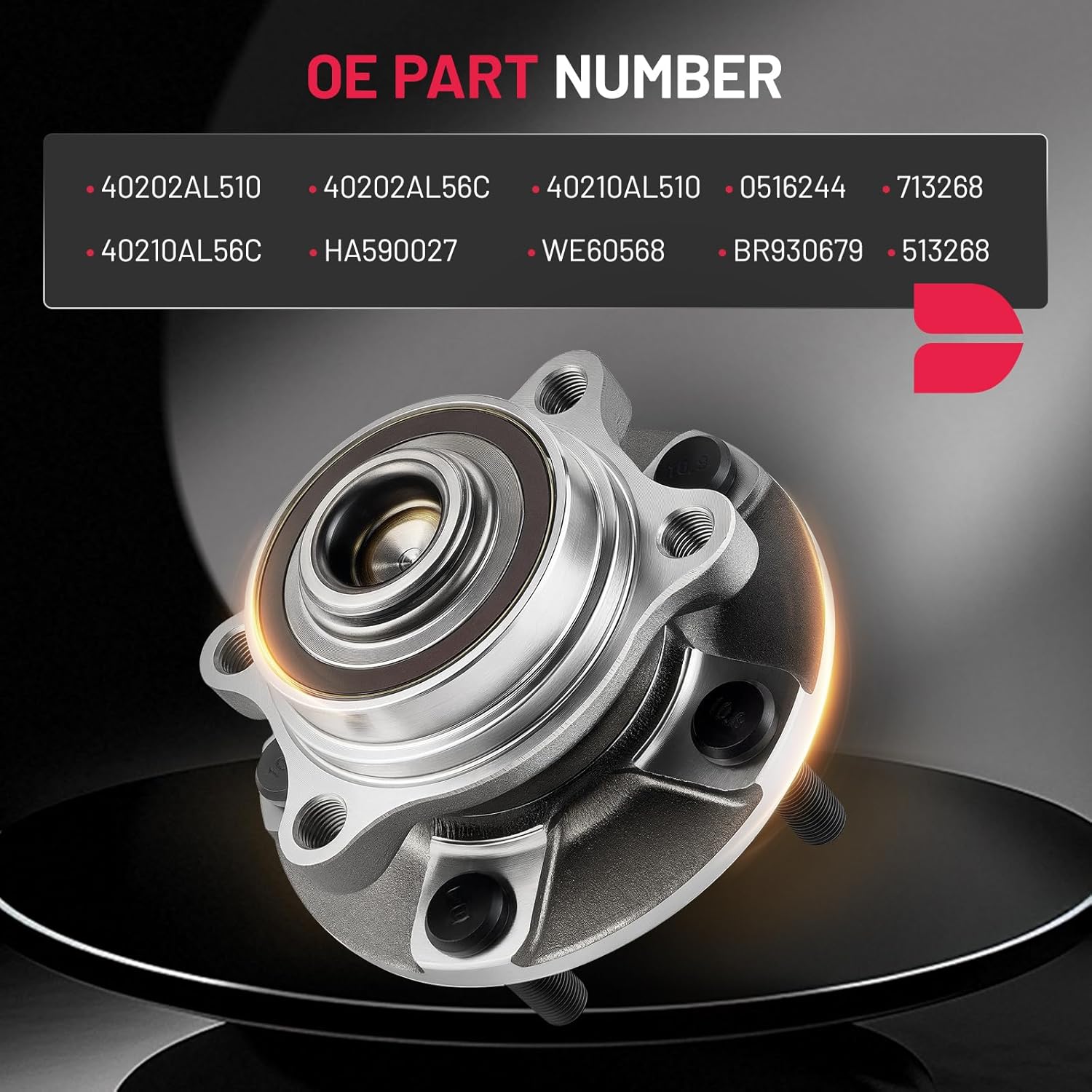 BDFHYK 513268 Front Wheel Bearing and Hub Assembly 5 Lugs Compatible with Infiniti G35 RWD 2003-2007, Compatible with Nissan 350Z 2003-2009