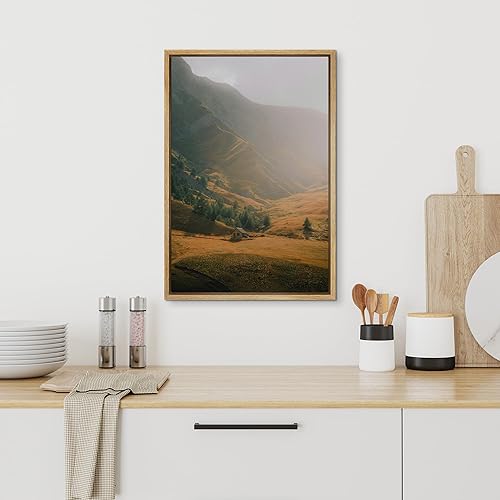 Vista 181 de SIGNFORD Lienzo enmarcado para pared, tren de montaña de otoño, vías de ferrocarril, naturaleza, desierto, fotografía, realismo, paisaje decorativo