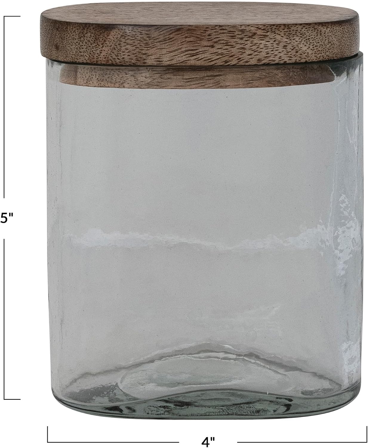 Creative Co-Op 1.75 Cup Hand-Blown Glass Jar with Natural Mango Wood Lid, Clear