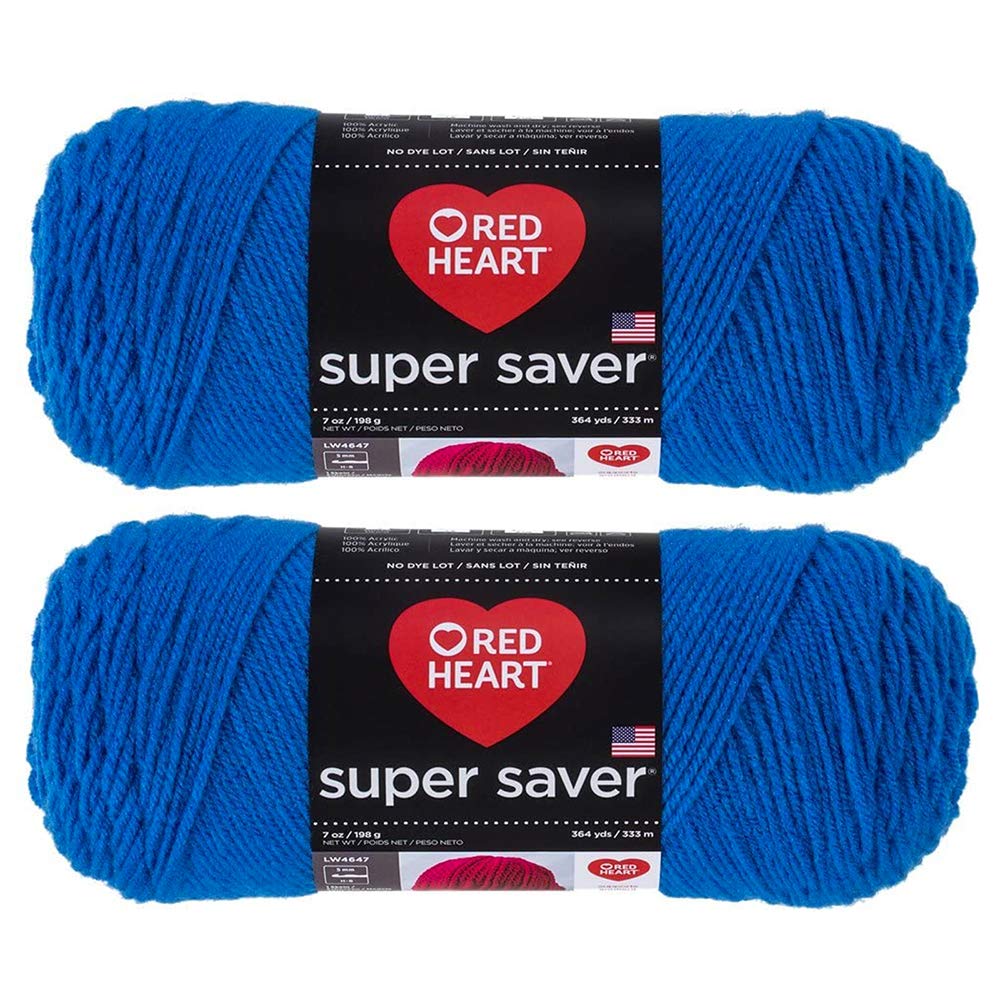 Bulk Buy: Red Heart Super Saver (2-Pack) (Blue, 7 oz Each Skein)
