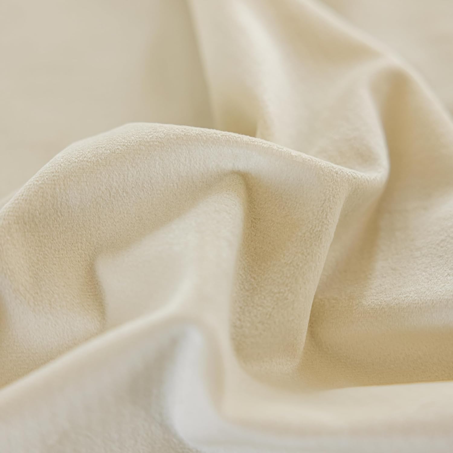 Beige Velvet Curtains with Black - White Embroidered Trim, Elegant Living Room Decor(White, 50" W x 108" L (Pack of 2))