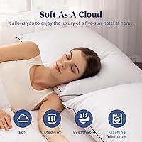 Vista 3 de puredown® Almohadas de Plumas y Plumón de Ganso Tamaño Estándar Juego de 2, Almohada de Cama Suave y Esponjosa para Dormir con Funda de Algodón